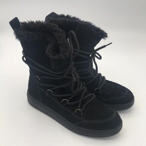 Earth Zodiac Women's Lace Up Snow Boots Black Suede Size 7‎